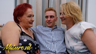 2 Horny Grandma’s Invite a Giant Penis Toyboy Over For Some Threesome Fun!