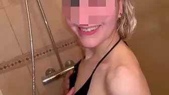 my horny cousin walks into the shower mounts my booty and climax in my mouth