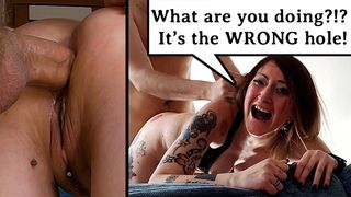 Wrong Hole, Crying Lady Screaming ROUGH ANAL DESTRUCTION "PLEASE NO don't fuck my rear-end!" IT HURTS?