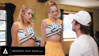 MODERN-DAY SINS - Teenie Cheerleaders Kyler Quinn & Khloe Kapri JIZZ SWAP Their Coach's MASSIVE LOAD!