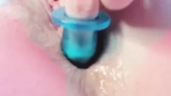 close up hairy holes use toy for anal play