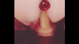 Watch me fuck my dildo doggy style until my booty plug pops out! (Terrible quality, terrible angle)