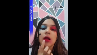 Hispanic model sexed after a real photoshoot