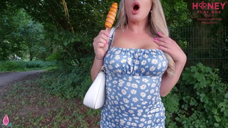 Orgasm hard in public with remote controlled vibrator OLY two inside me