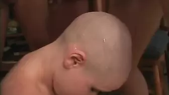 BALD SHAVED HEAD GIRL HAS 3 GUYS FUCK HER AT SAME TIME