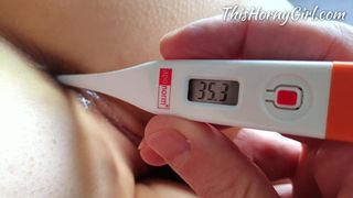 Girlfriend's Temperature Anal Check for Coronavirus with a Thermometer