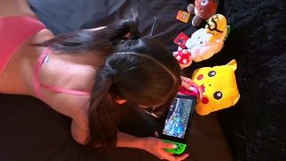 Cute Gamer Girl,She’s Playing a VideoGame and Fucking in the Ass,Latin Teen