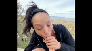 POV blowjob and anal sex on a hike